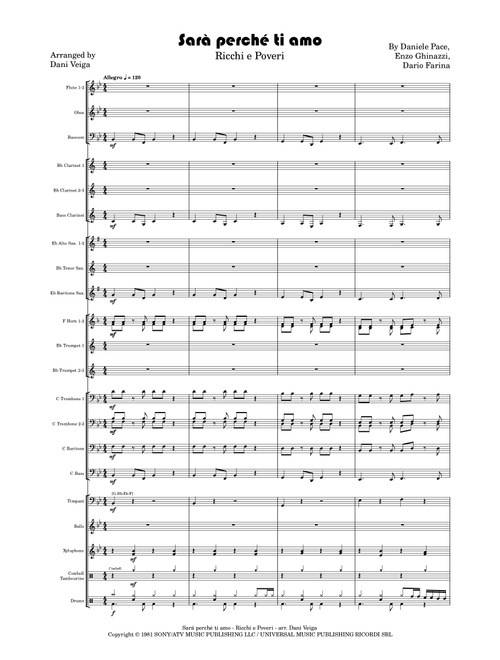 Sara Perche Ti Amo (Arr. Dani Veiga) - Ricchi E Poveri (Concert Band)