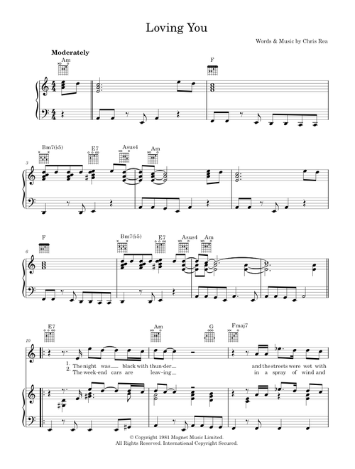 Loving you - Chris Rea (Piano-Vocal-Guitar (Piano Accompaniment))