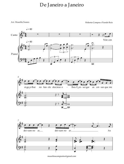 De Janeiro a Janeiro (Arr. Maurílio Soares) - Roberta Campos, Nando Reis (Piano Vocal)