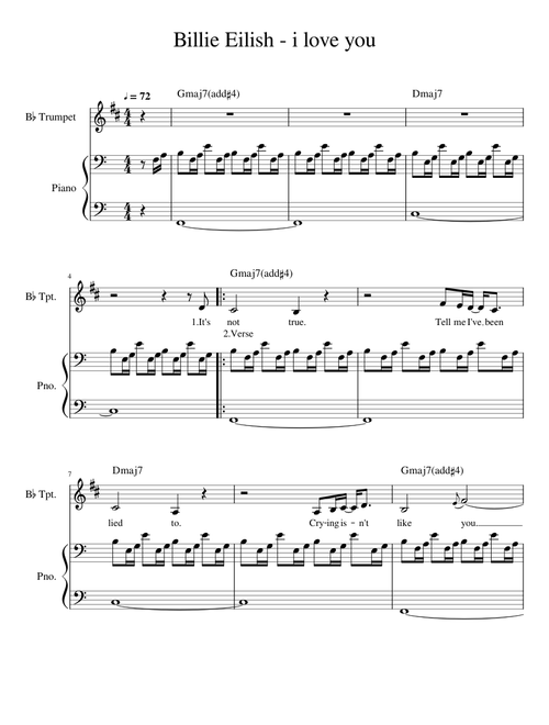 Billie Eilish - i love you for Trumpet