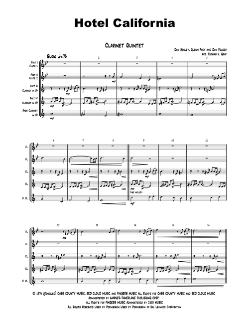 Hotel California (Arr. Thomas Graf) - Eagles (Woodwind Ensemble)
