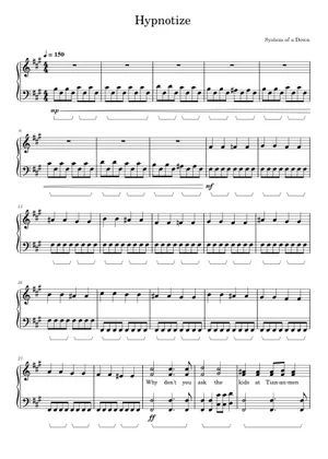 SYSTEM OF A DOWN ギタースコア 楽譜 HYPNOTIZE バンド Hypnotize – System of a Down Sheet Music for Piano, Guitar