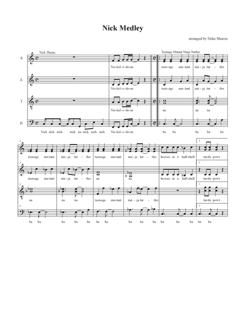 Medley: Teenage Mutant Ninja Turtles with Inspector Gadget, Mighty Morphin Power Rangers, Doug Ma... (Arr. Deke Sharon) - Fred Newman, Jim Lang, Brian Theodore Tyler (Choral, SATB)