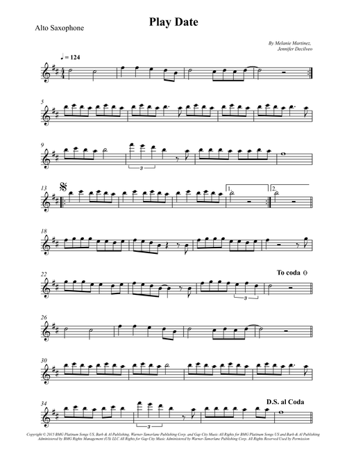 Play Date (Arr. Wesley S. SIlva) - Melanie Martinez (Alto Sax Solo)
