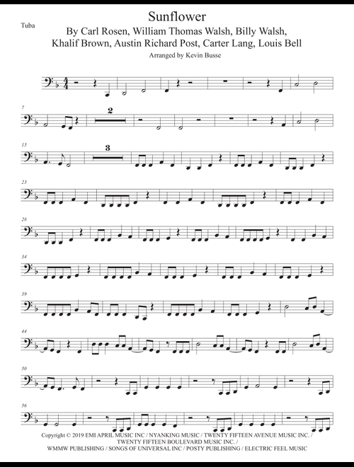 Sunflower (Arr. Kevin Busse) - Post Malone & Swae Lee (Tuba Solo)