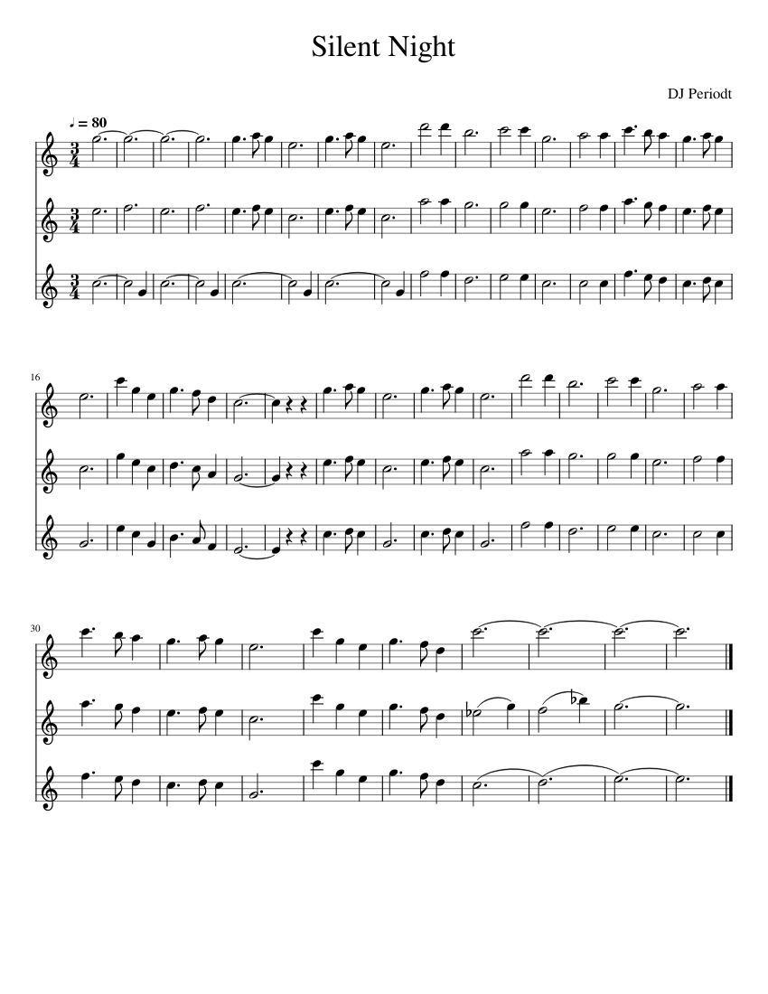 Silent Night Sheet music for Clarinet in b flat Woodwind Trio Musescore