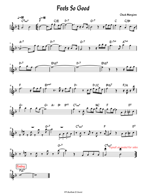Feels So Good (Lead sheet with rhythmn accompaniment)
