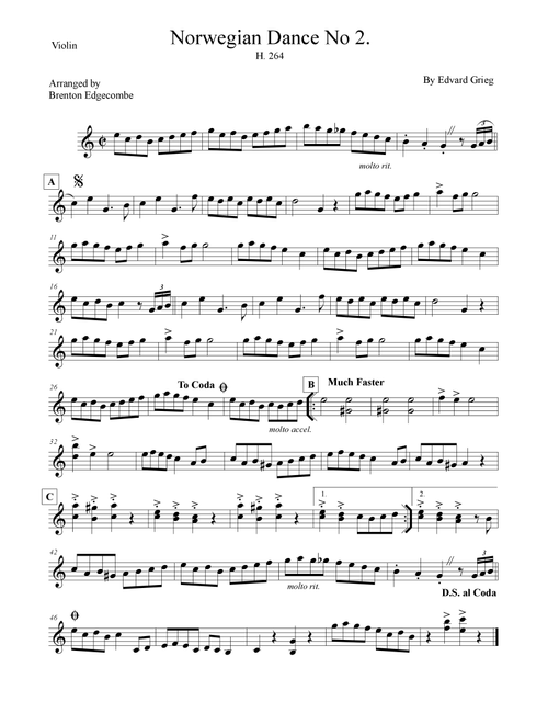 Norwegian Dance No. 2 H. 264 (Arr. Brenton Edgecombe) - Adelaide String Duo (Instrumental Duet)