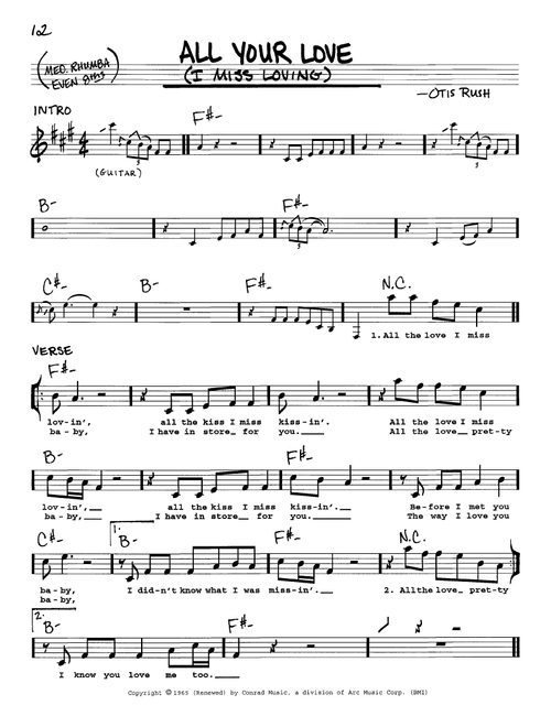 All Your Love (I Miss Loving) - Otis Rush, Eric Clapton (Real Book - Melody-Chords-Lyrics)