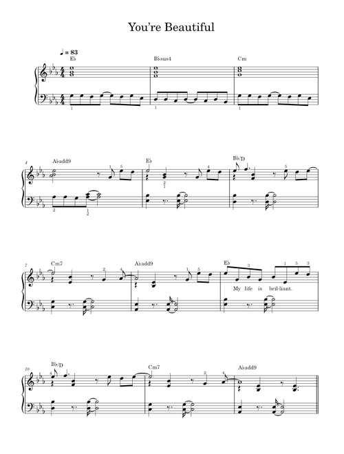 You're Beautiful - Easy Piano (Solo)