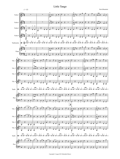 Little Tango for Beginning Violin Quartet (Arr. David Burndrett) (Violin Solo)