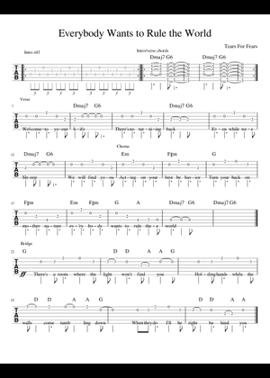 Tears For Fears - Everybody Wants To Rule The World Sheet Music