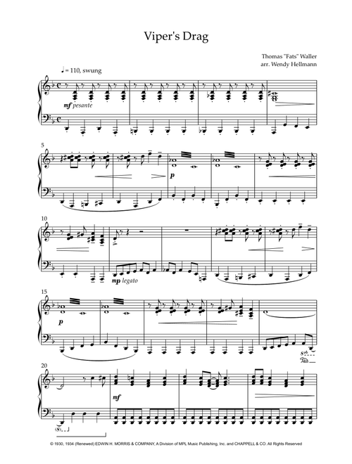 Viper's Drag (Arr. Wendy Hellmann) - Thomas "Fats" Waller (Piano Solo)
