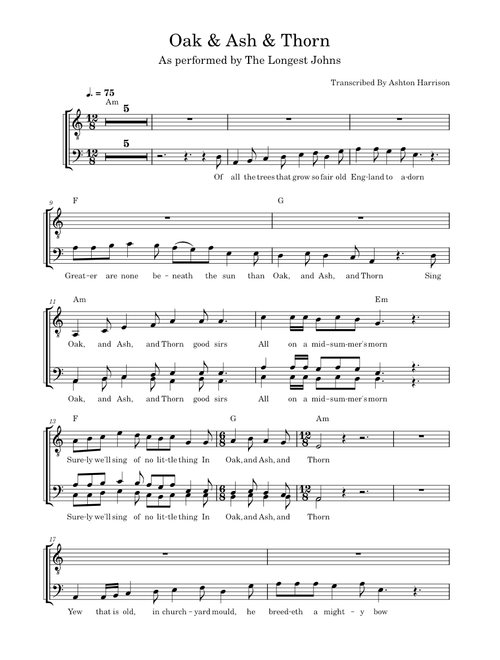 Oak & Ash & Thorn – The Longest Johns Oak & Ash & Thorn - The Longest Johns (Vocal Score)