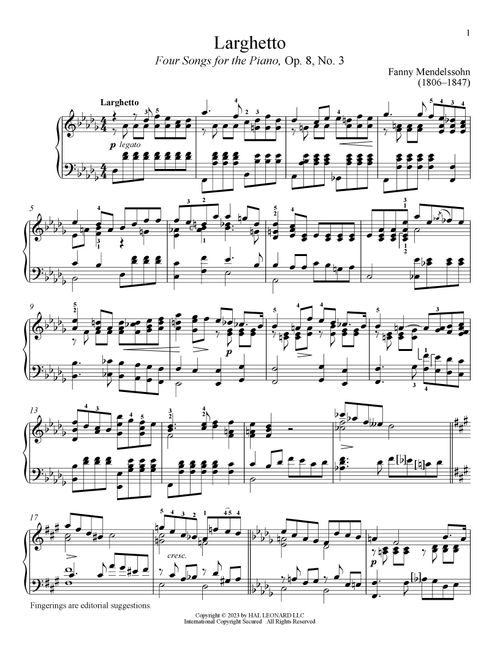 Larghetto (Ed. Immanuela Gruenberg) - Fanny Mendelssohn (Piano Solo)