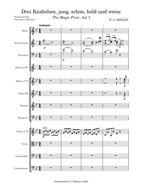 W. A. Mozart: Drei Knäbchen, jung, schön, hold und weise (The Magic Flute, Act 1)