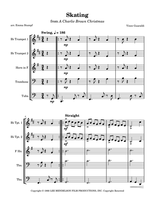 Skating (Arr. Emma Stumpf) - Vince Guaraldi (Brass Ensemble)