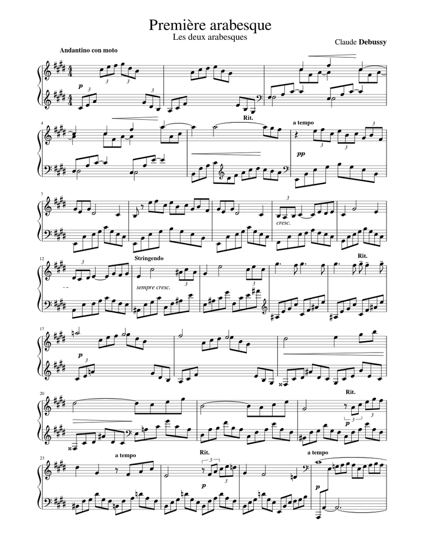 Première arabesque - Debussy Sheet music for Piano (Solo) | Musescore.com