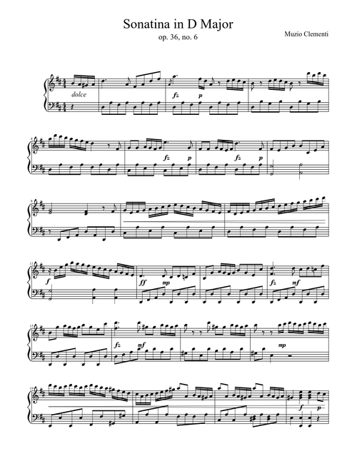 Sonatina in D Major op. 36, no. 6 Movement 1