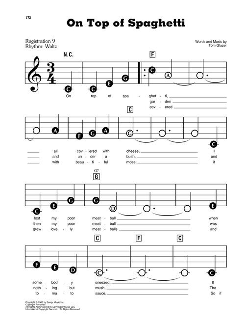 On Top Of Spaghetti - Tom Glazer (E-Z Play Today)