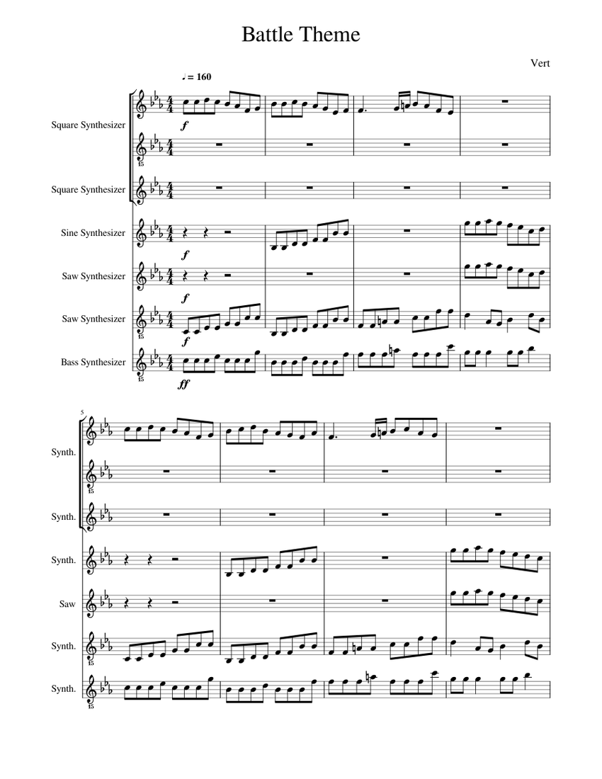 Battle Sheet Music for Bass guitar, Synthesizer (Mixed Ensemble ...