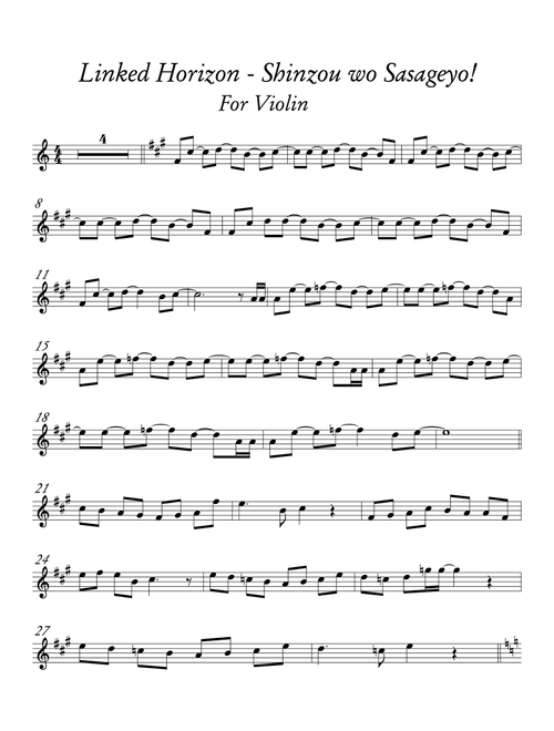 Shinzou Wo Sasageyo Violin Solo - Linked Horizon Attack on Titan - Memphis Arrangements (Violin Solo)