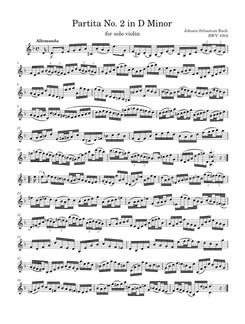 Solo Violin Partita No. 2 in D Minor - J. S. Bach, BWV 1004