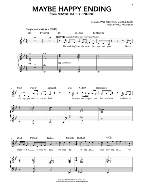 Maybe Happy Ending (from Maybe Happy Ending) - Hue Park & Will Aronson (Piano Vocal)