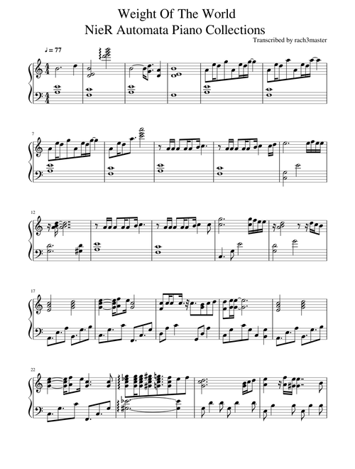 Weight Of The World - NieR Automata Piano Collections