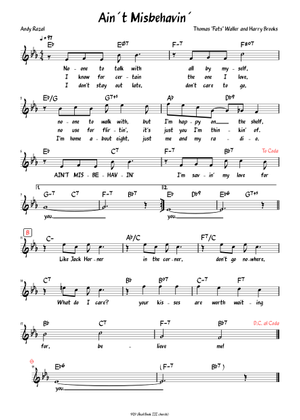 Play Official version of Ain't Misbehavin' Sheet Music by Thomas