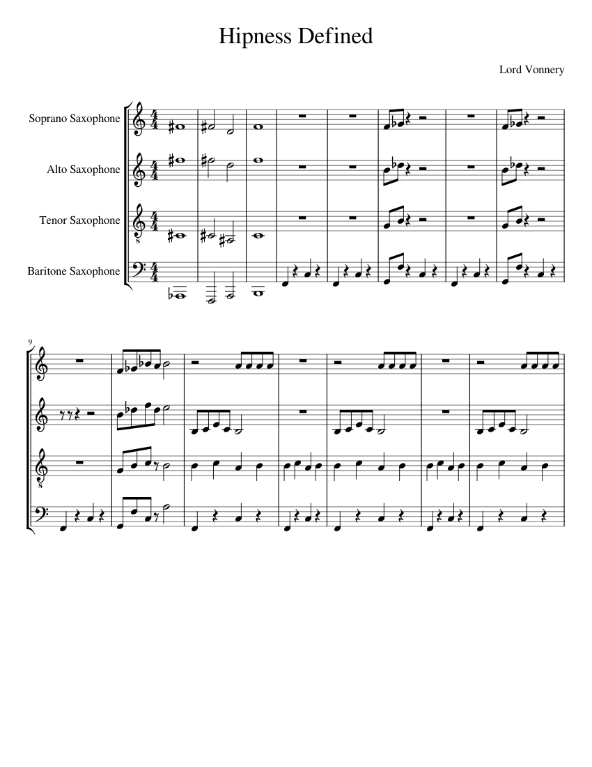 Hipness Defined Sheet music for Saxophone alto, Saxophone tenor