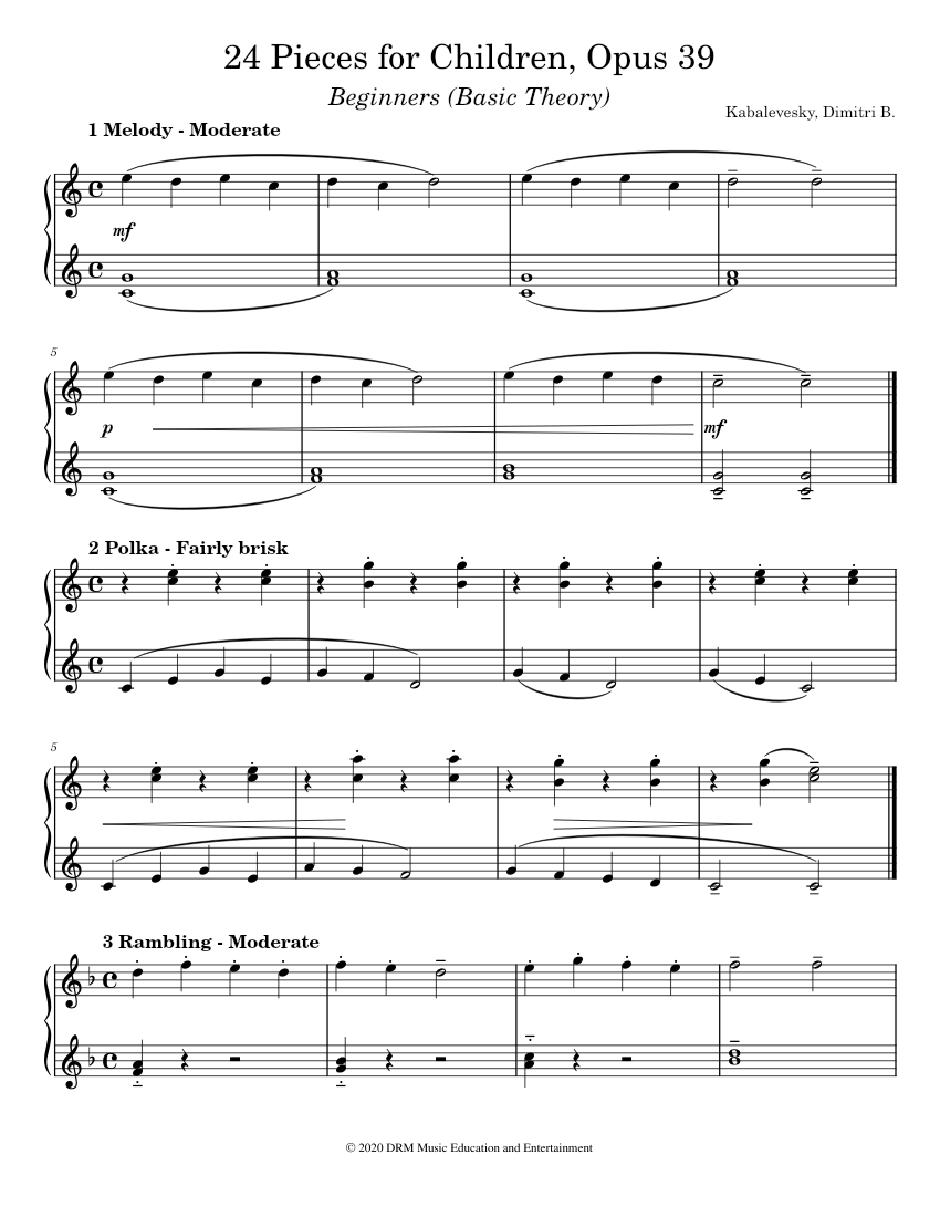 24 Pieces for Children, Op. 39 Sheet Music for Piano (Solo
