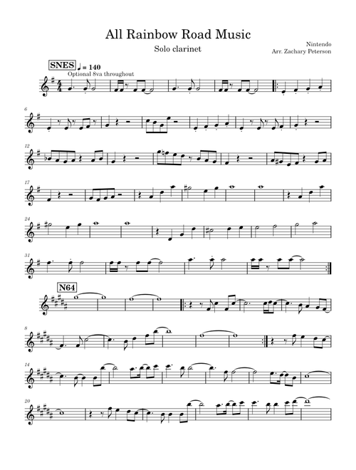 Rainbow Roads- Solo Clarinet