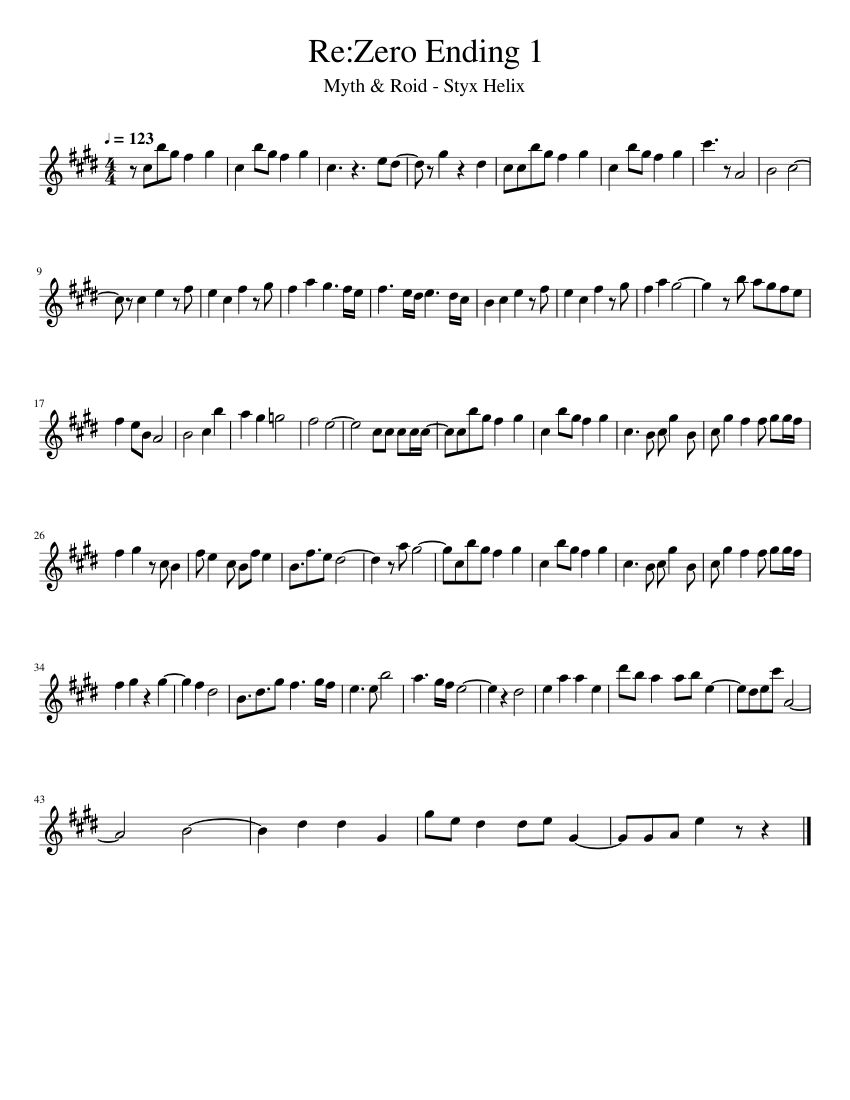 ReZero Ending 1 Sheet music for Flute (Solo)