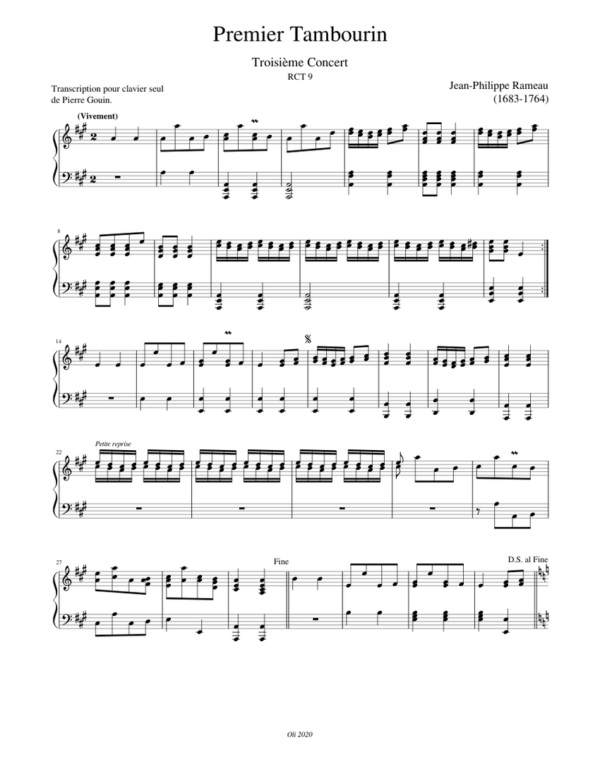 Rameau, Jean-Philippe, Troisième Concert, 1er et 2ème Tambourin