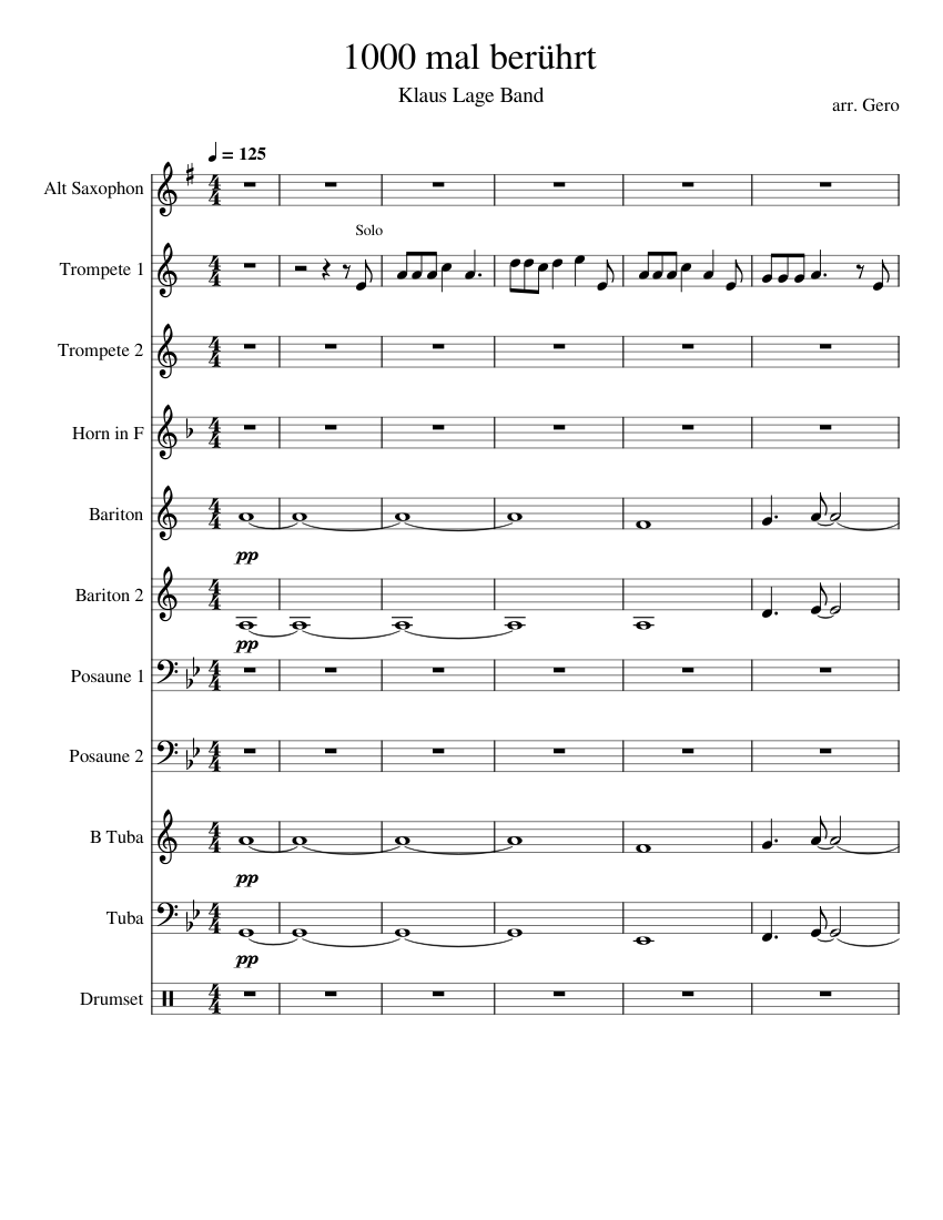 1000 mal berührt – Klaus Lage Band Sheet music for Trombone, Tuba ...