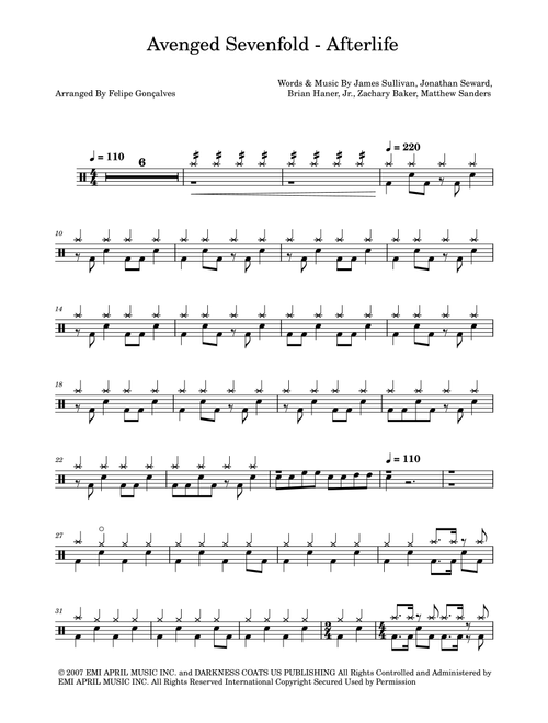 Afterlife (Arr. The Ninja) - Avenged Sevenfold (Drums)