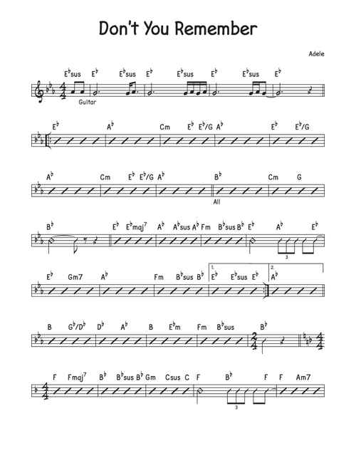 Don't You Remember (Arr. David M Fagnant) - Adele (Lead Sheet - Fake Book)