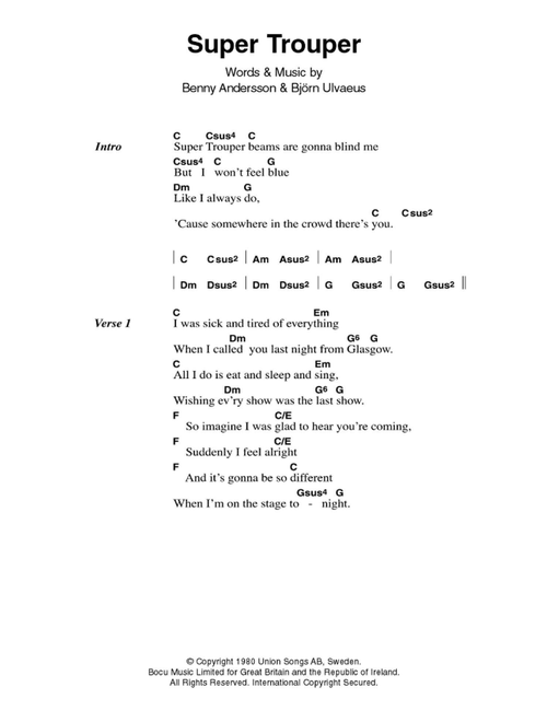 Super Trouper - ABBA (Guitar Chords-Lyrics)