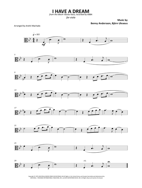 I Have A Dream (Arr. André Machado) - ABBA (Viola Solo)