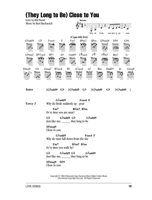 (They Long To Be) Close To You - Carpenters (Guitar Chords-Lyrics)