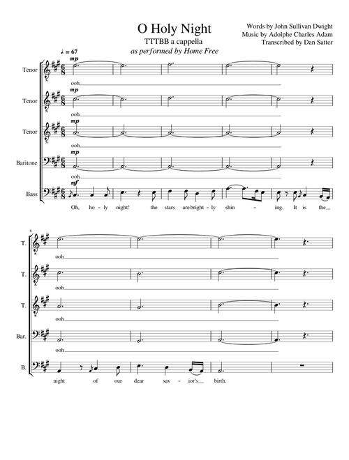 O Holy Night - Home Free (Transcription)