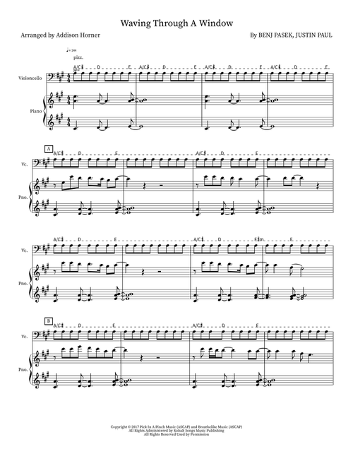 Waving Through A Window (Arr. Addison Horner) - Justin Paul, Benj Pasek (Instrumental Duet)