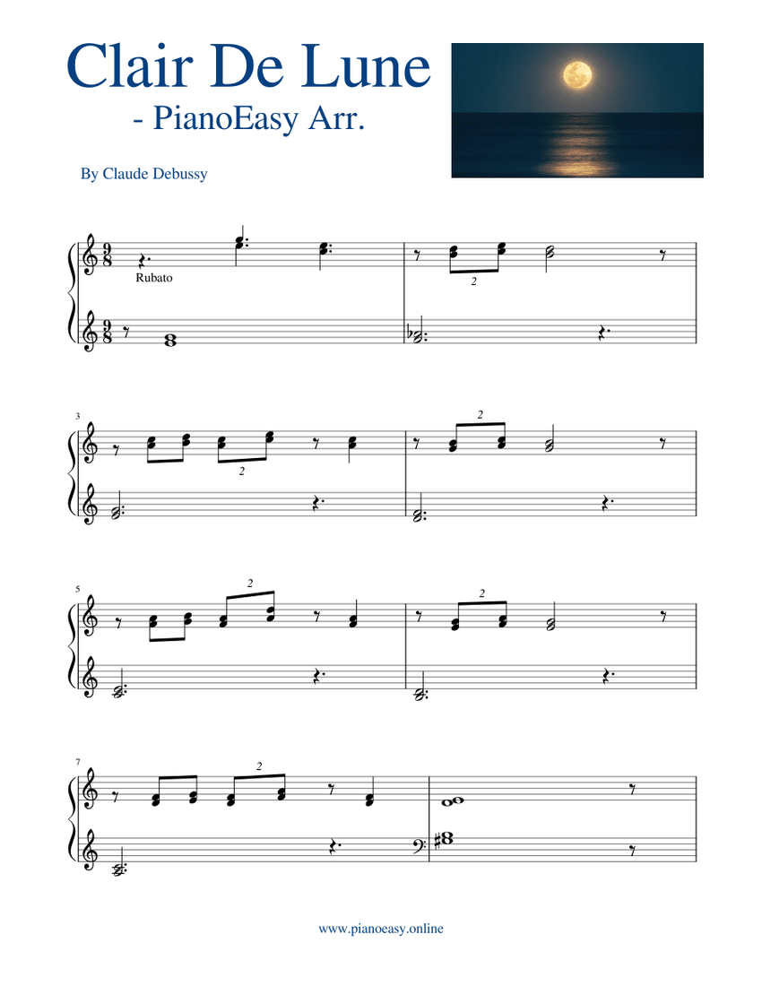 Clair De Lune Third Lesson PianoEasy Sheet music for Piano (Solo