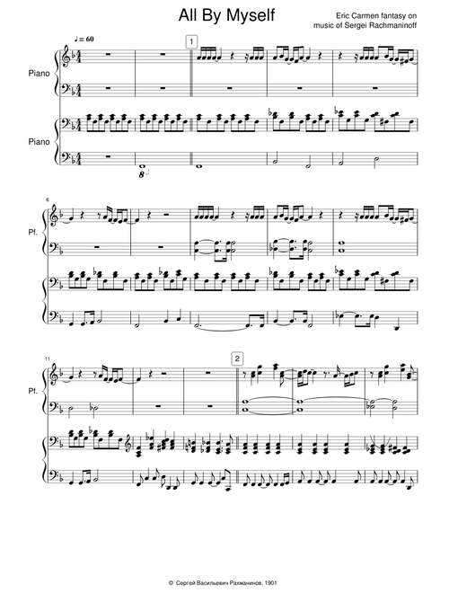 Céline Dion - All By Myself [4 hands piano]