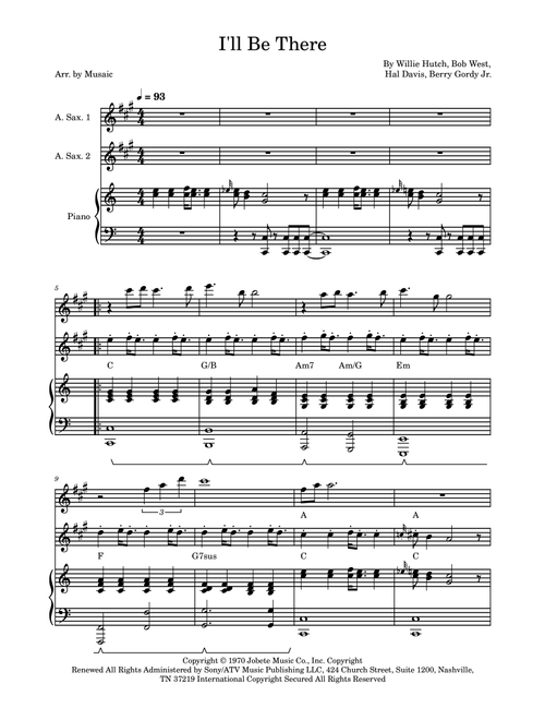 I'll Be There (Arr. Musaic) - The Jackson 5 (Instrumental Duet and Piano)