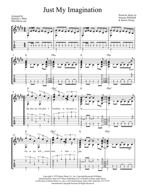 Just My Imagination (Running Away With Me) (Arr. Michael J. Miles) - The Temptations (Solo Guitar)
