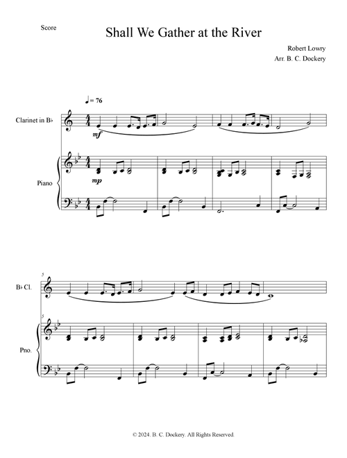 Shall We Gather at the River (Clarinet Solo with Piano Accompaniment) (Arr. B. C. Dockery) - Robert Lowry (Clarinet and Piano)
