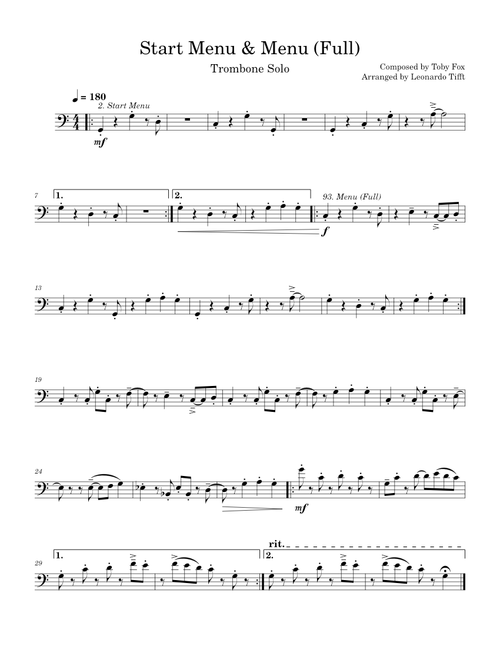 Start Menu & Menu (Full) (UNDERTALE OST) – Toby Fox (Trombone Solo)