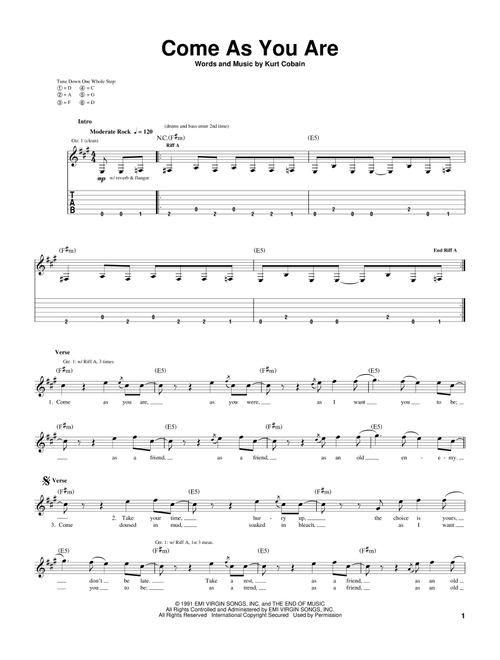 Come As You Are - Nirvana (Guitar Tab)